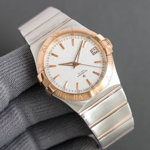 Reloj de Cuarzo para Hombre, Dos Tonos, Dorado y Plateado, Correa de Acero Inoxidable con Ventana de Fecha, Elegante Reloj de Pulsera Casual de Negocios, Omegaes - Product Image 4