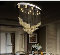 Lustre en cristal, luminaires de plafond en cristal pour hall, décoration d'hôtel et de villa, luminaires de plafond pour hall avec motifs d'aigles et de mouvements d'oiseaux