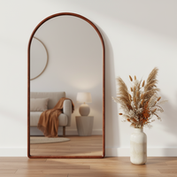 Grand miroir mural moderne en bois massif avec cadre en caoutchouc, 180x100CM, couleur noyer, pour la maison