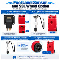 Réservoir de carburant marin LINDA 12L 24L 53L en HDPE avec capteur de niveau de carburant, tuyau assorti et options de roues de 53L pour moteur hors-bord Yamaha