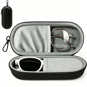 Estuche de viaje para gafas de EVA con carcasa rígida, forro suave, caja de almacenamiento con cremallera, portátil, con llavero, logotipo personalizado para gafas de miopía. - Product Image 5