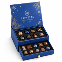 Boîte en carton rigide sur mesure à deux niveaux avec couvercle articulé et tiroir pour chocolats de Noël, fabrication OEM