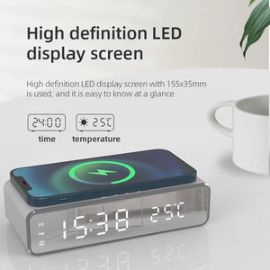 Chargeur sans fil Réveil LED Thermomètre numérique pour écouteurs Chargeurs de téléphone Chargement rapide Station d'accueil pour <span class=keywords><strong>iPhone</strong></span> Samsung - Product Image 2