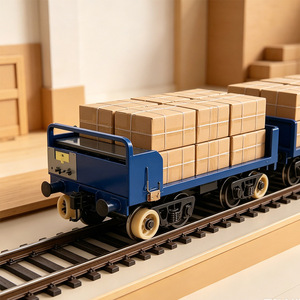 รถเข็นรางไฟฟ้า รับน้ำหนัก 1 ตัน แพลตฟอร์มเหล็กสี่ล้อ สำหรับขนส่งวัสดุอุตสาหกรรม เคลือบสีฝุ่นสีน้ำเงิน - Product Image 2
