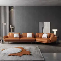 Canapé d'angle en cuir véritable de luxe, design italien, meuble de salon, nouvelle collection