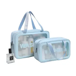 Wholesale custom PU Scrub makeup bag Portable waterproof storage bag Multi-functional travel toiletry makeup bag