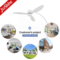 Ventilateur de plafond intelligent 1stshine à montage encastré avec pales en ABS, télécommande, design moderne professionnel, éclairage LED, directement de l'usine