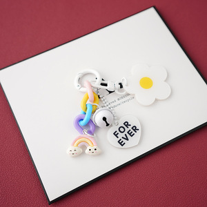 Cute Creative Acrylic Flower Keychain for <b>Women</b> Bag Backpack Car Pendant Exquisite <b>Keyring</b> Accessories Wholesale - Product Image 2