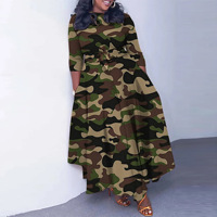 Vêtements pour femmes grandes tailles, robes maxi automne-hiver, chemise longue camouflage, robe élégante décontractée pour femmes
