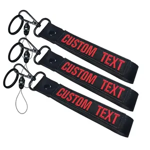 HB Custom Logo Short Strap Wrist Polyester Lanyard Keychain Nylon Wristlet Lanyards Motorcycle Keychain Fabric Key Chain Lanyard