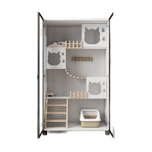 Villa chat en bois massif Ventilation circulante <span class=keywords><strong>CatHouse</strong></span> avec espace libre Dissipation de la chaleur confortable Pas de congestion CatHouseCabinet - Product Image 5