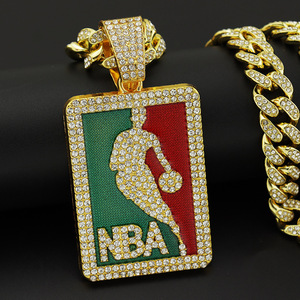 Collier Hip Hop pour hommes, collier pendentif en cristal avec Bling glacé 13mm Miami chaîne cubaine ras du <span class=keywords><strong>cou</strong></span> pour Fans <span class=keywords><strong>de</strong></span> basket - Product Image 6
