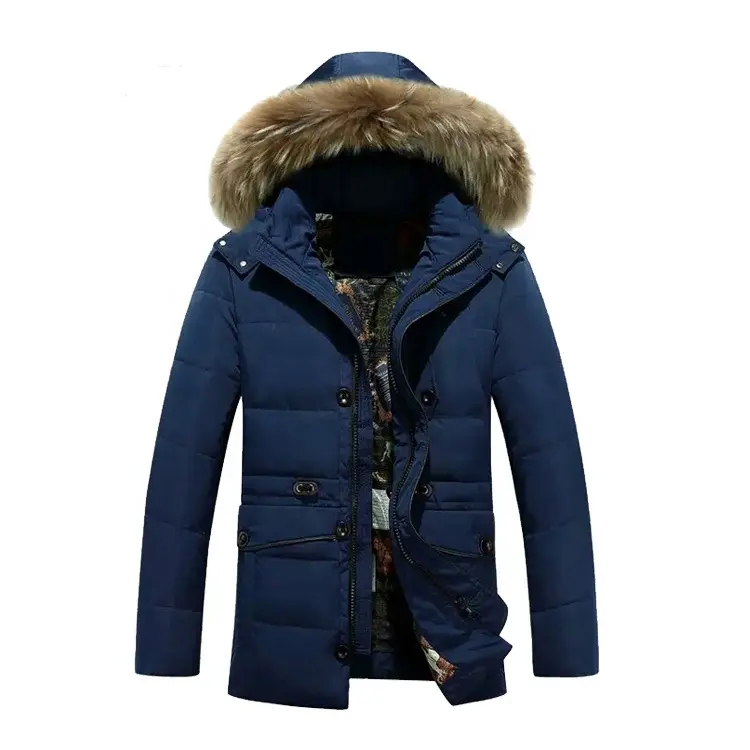 2022 New Arrived Winter Windproof Warm Men's Parka Down Jacket with Fur Hood LS-001