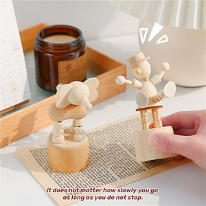 Marionnette en bois créative mignonne artisanale Mini décoration de bureau drôle dansant à bascule étudiant Puzzle pour enfants jouets cadeaux - Product Image 4