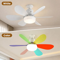 Ventilador de Techo LED E27 con Luz, 6 Aspas, Control Remoto, Regulable, 3 Colores, 5 Velocidades, Desmontable, Blanco para Dormitorio