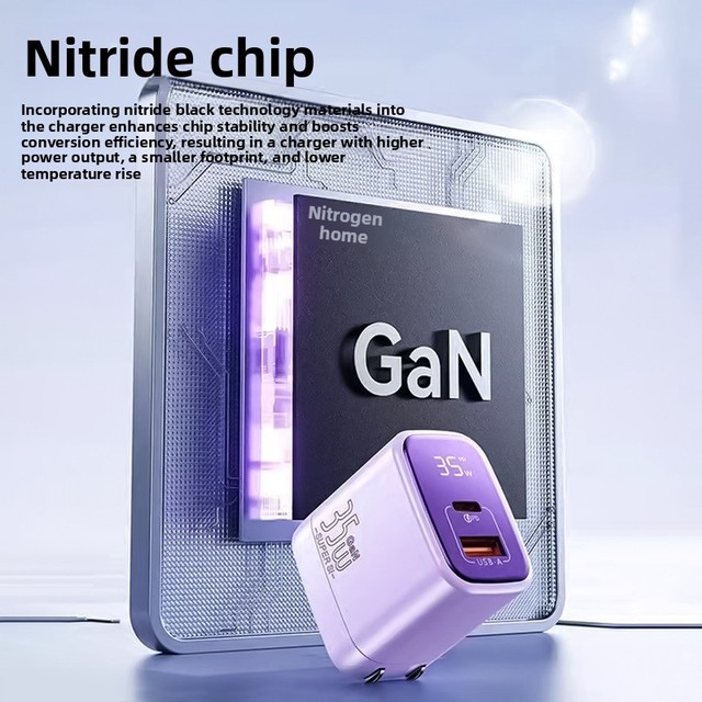 35W GaN Fast Charger Dual Port USB-C USB-A Digital Display Foldable Travel Power Plug Charge UK Plug PD QC Fast Charging Adapter