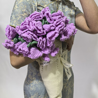Couverture en tricot faite main avec bouquet de roses, douce et légère, couverture en tricot à fleurs, couleurs pastel, cadeau pour la fête des mères, cadeau d'anniversaire