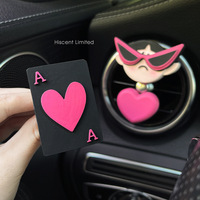 Diffuseur de parfum pour voiture en forme de cœur rose Ace Spades, clip de ventilation, logo personnalisé, diffuseur de parfum mignon pour fille, dessin animé, pour automobile
