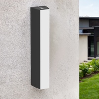 Appliques murales LED extérieures modernes en aluminium et polycarbonate, étanches, carrées, noires, avec réglage haut/bas