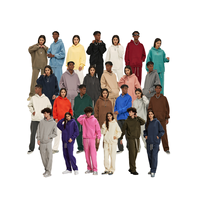 Ensemble de survêtement streetwear prêt à l'emploi avec logo personnalisé, coupe volumineuse en polaire à poils longs, comprenant un sweat à capuche et un pantalon de jogging assorti