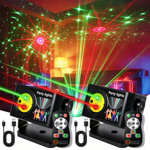 2 Unidades de Mini Discoteca 120 en 1 con Control Remoto, Modos Automáticos Activados por Sonido, Proyección Láser RGB, Batería de Iones de Litio, para Fiestas, Escenarios y Hogar - Product Image 1