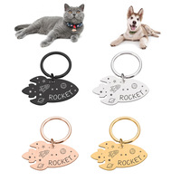 Tag Hewan Peliharaan Bentuk Hewan dari Baja Anti Karat, Kalung Logam Kosong Berukir, Tag ID Kucing dan Anjing, Grosir Custom
