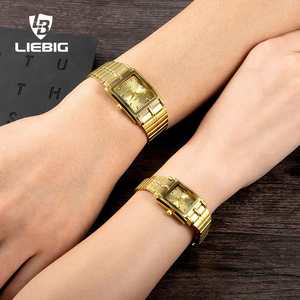 <span class=keywords><strong>Reloj</strong></span> de Pareja LIEBIG L1018 para el Día de San Valentín, Relojes Dorados de Acero Inoxidable a Prueba de Agua para <span class=keywords><strong>Mujer</strong></span>, <span class=keywords><strong>Reloj</strong></span> de Cuarzo con Esfera Cuadrada para Hombre, <span class=keywords><strong>Reloj</strong></span> para Enamorados - Product Image 4