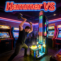 LEON Hammer VS Machine de boxe d'arcade à monnayeur en acier inoxydable pour intérieur avec support anglais, prise universelle et 110-240V
