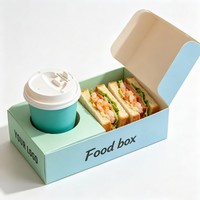 Boîte d'emballage personnalisée pour gâteaux sandwichs, plateau en papier pour jus et boissons, porte-gobelets jetables avec poignée