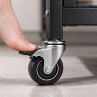 Étagère de rangement de cuisine sur roulettes, armoire métallique avec porte à persiennes rabattable et panier en fil métallique, support pour micro-ondes pour garde-manger