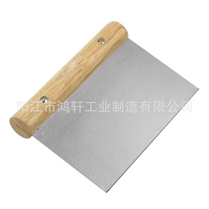 Stainless Steel Pancake Scraper Wooden Handle 15.2x11.2cm Baking Tool For Rice Noodle Flour Cutting - Product Image 1