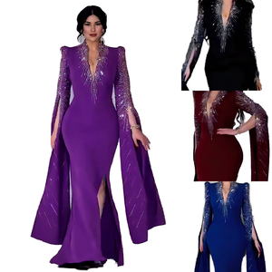 Vestido de moda de lujo Europeo Americano para mujer para <span class=keywords><strong>Amazon</strong></span> Cross-Border Celebrity Slim-Fit A-Line Empire Beaded Rhinestones Party - Product Image 2