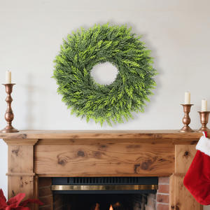 नए पुष्पचक्र क्रिसमस नॉरफ़ॉक पाइन सामग्री पुष्पचक्र प्लास्टिक की अंगूठी नीचे के दरवाजे लटका घर सजावट पाइन सामग्री - Product Image 2