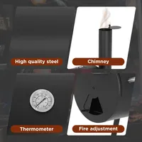 Barbecue au charbon de bois de 43 pouces avec fumoir décalé, barbecue portable d'extérieur pour 6 à 10 personnes, patio, jardin, pique-nique