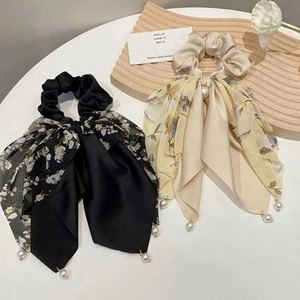 Accessoire pour cheveux femme style japonais et coréen, en tissu avec imitation perle, couleurs variées, pour queue de cheval, idéal pour mariage, fête ou usage quotidien - Product Image 3