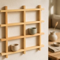 Étagère murale en bois, grille de rangement en cubes, organisateur de présentation en bois naturel pour la cuisine, le salon, le bar à café, la décoration de la maison