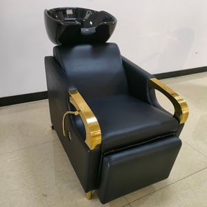 Sillón de Lavado de Cabello Reclinable Moderno de Lujo con Lavabo Metálico para Salón de Belleza, Barbería y Peluquería - Product Image 4