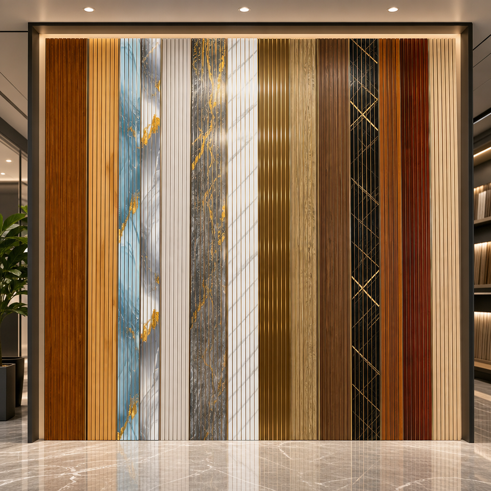 Square Pvc Panel Matte Black PVC Fluted Panel, Basic Solid Color Grooved Wall Panel for ...