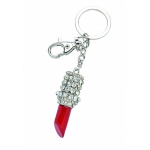 Llavero de lápiz labial con cristales rojos, accesorio de moda para mujer - Product Image 1