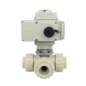 บอลวาล์วสามทาง PPH สำหรับน้ำ แบบเชื่อมต่อ 3 จุดชนิด T พร้อมสวิตช์เสริม DC24V 10PPH3TQ+CED24S ในตัว - Product Image 1