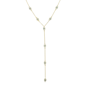 Nuevo Collar Largo con Colgante de Ojo Turco <span class=keywords><strong>y</strong></span> Circonitas 5A, Chapado en Oro <span class=keywords><strong>y</strong></span> Plata, Joyería de Moda para Mujer - Product Image 4