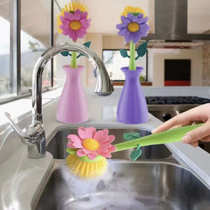 Brosse à récurer de cuisine domestique <span class=keywords><strong>en</strong></span> forme de fleur mignonne brosse à vaisselle durable lavage de vase <span class=keywords><strong>pour</strong></span> pot évier brosse produits propres - Product Image 2