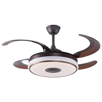 Ventilador de techo con control remoto de luz LED de nuevo diseño inteligente para altavoz Bluetooth para sala de estar