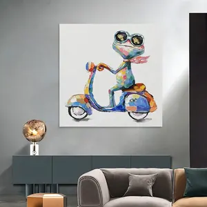 Frog Canvas Wall Art Painting 100% Hand painted oil Fun colorful animal pictures living room home decor