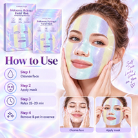 Masque facial en hydrogel irisé en gros, masque en feuille hydratant et rafraîchissant pour le visage entier, OEM, marque privée, logo personnalisé, soin de la peau