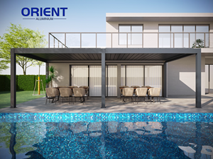 Pérgola de Techo con Aspersores de Aluminio Motorizados, Pérgola de Jardín con Protección Solar, Pérgola de Techo con Revestimiento de Aluminio Impermeable para Exteriores - Product Image 4