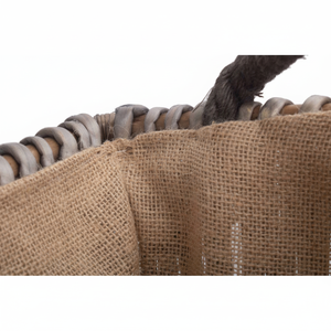 Panier à bûches rectangulaire en osier gris - Product Image 1