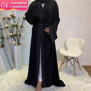 1838# Hot Sale Open Abaya for Women Fashion Handmade Pearls Women Muslim Eid Ramadan Abaya Dubai Islamic <b>Kaftan</b> Wholesale - Product Image 1