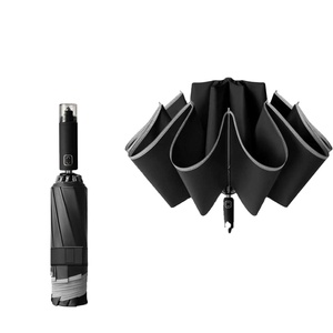 Martillo Rompeventanas Plegable Creativo de Tres Secciones, Herramienta de Escape de Emergencia para Coche, Paraguas Automático de Fibra de Vidrio con 10 Varillas, Recubrimiento Negro, Protección Solar y Lluvia - Product Image 1