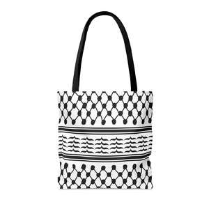 Palestinian <strong>Kefiyeh</strong> with Palestine Heart on Tote Bag Shopping Tote Bag 35x40cm - Product Image 1